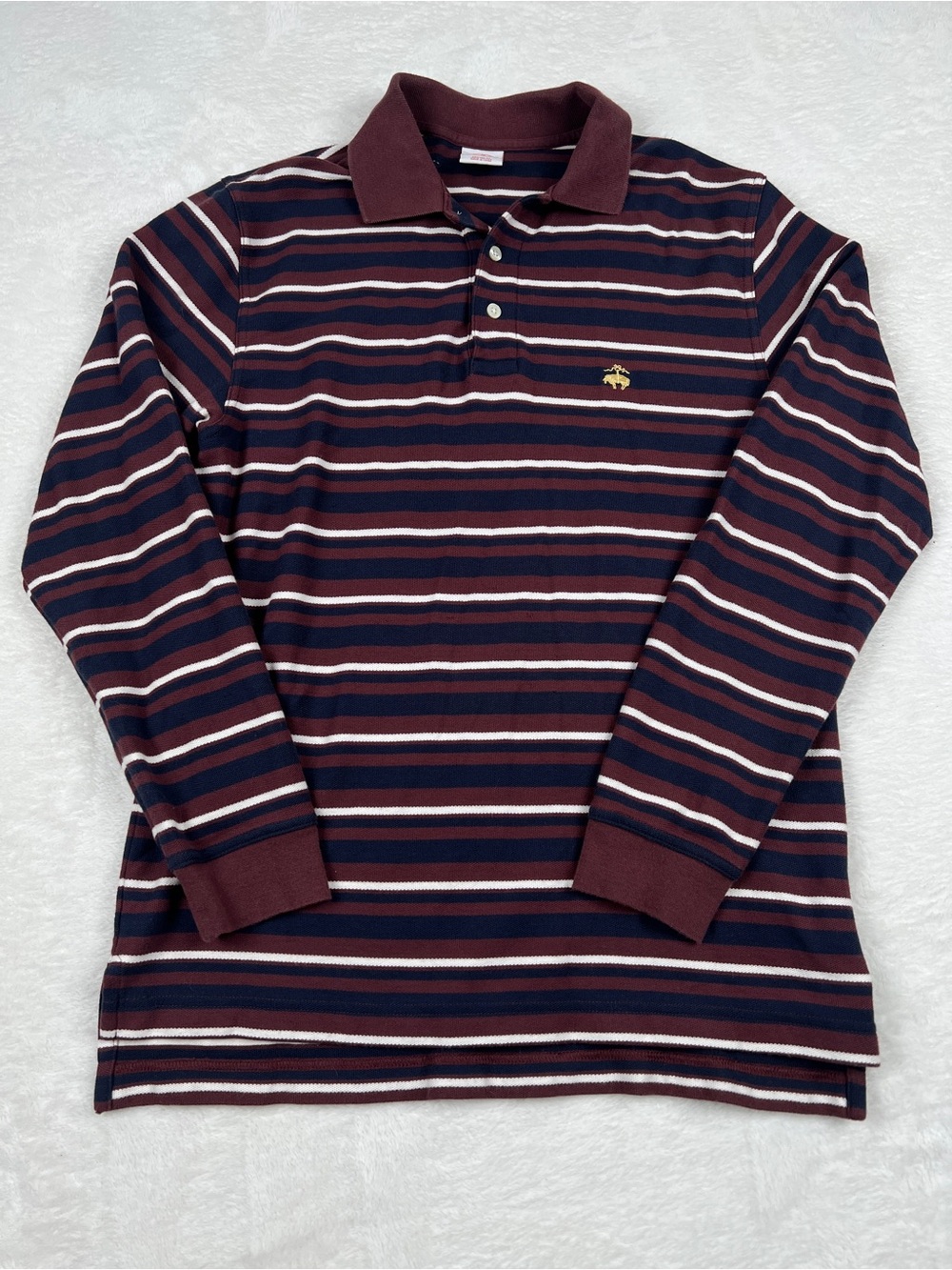 Brooks Brothers Vintage Y2K Striped Long Sleeve Polo Burgundy S